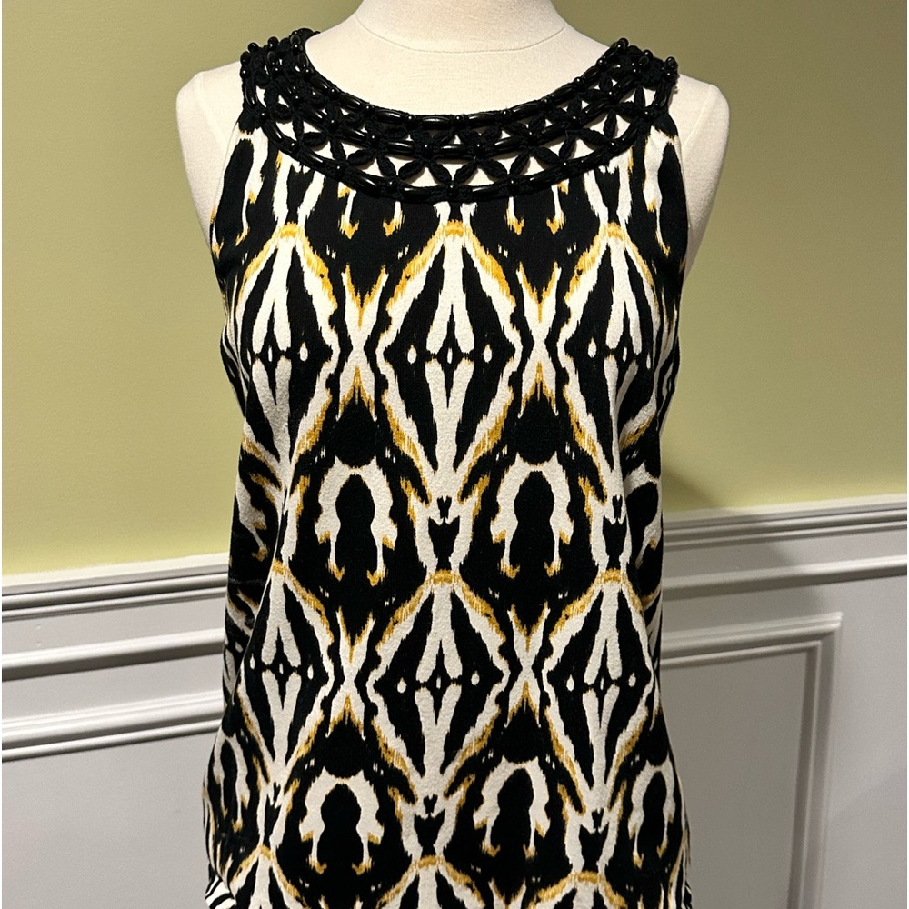 Jones New York Signature animal print tank top with beaded neckline